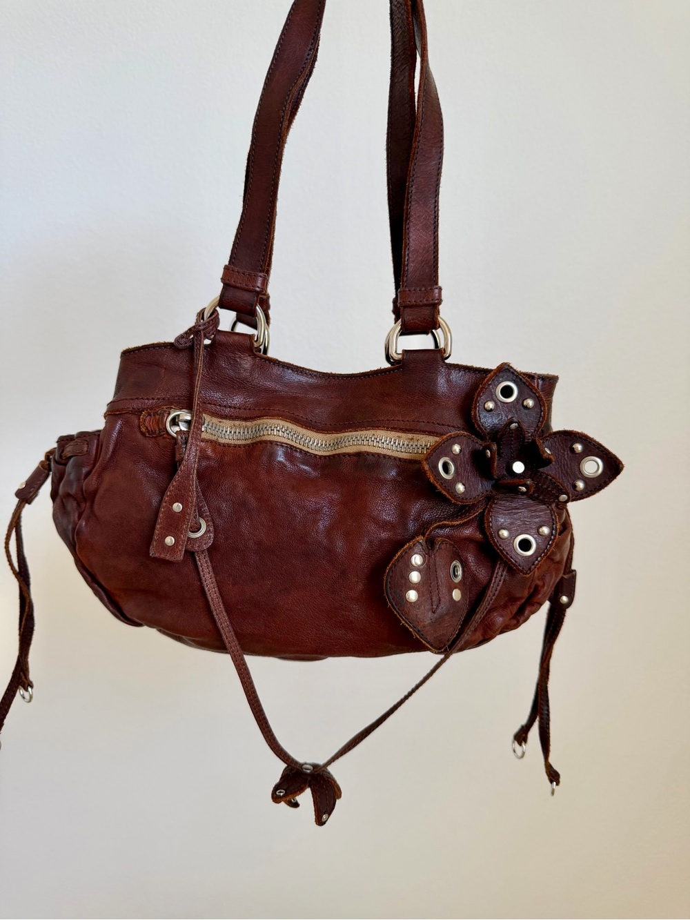Vintage Y2K Miu Miu Leather Studded Floral Bag